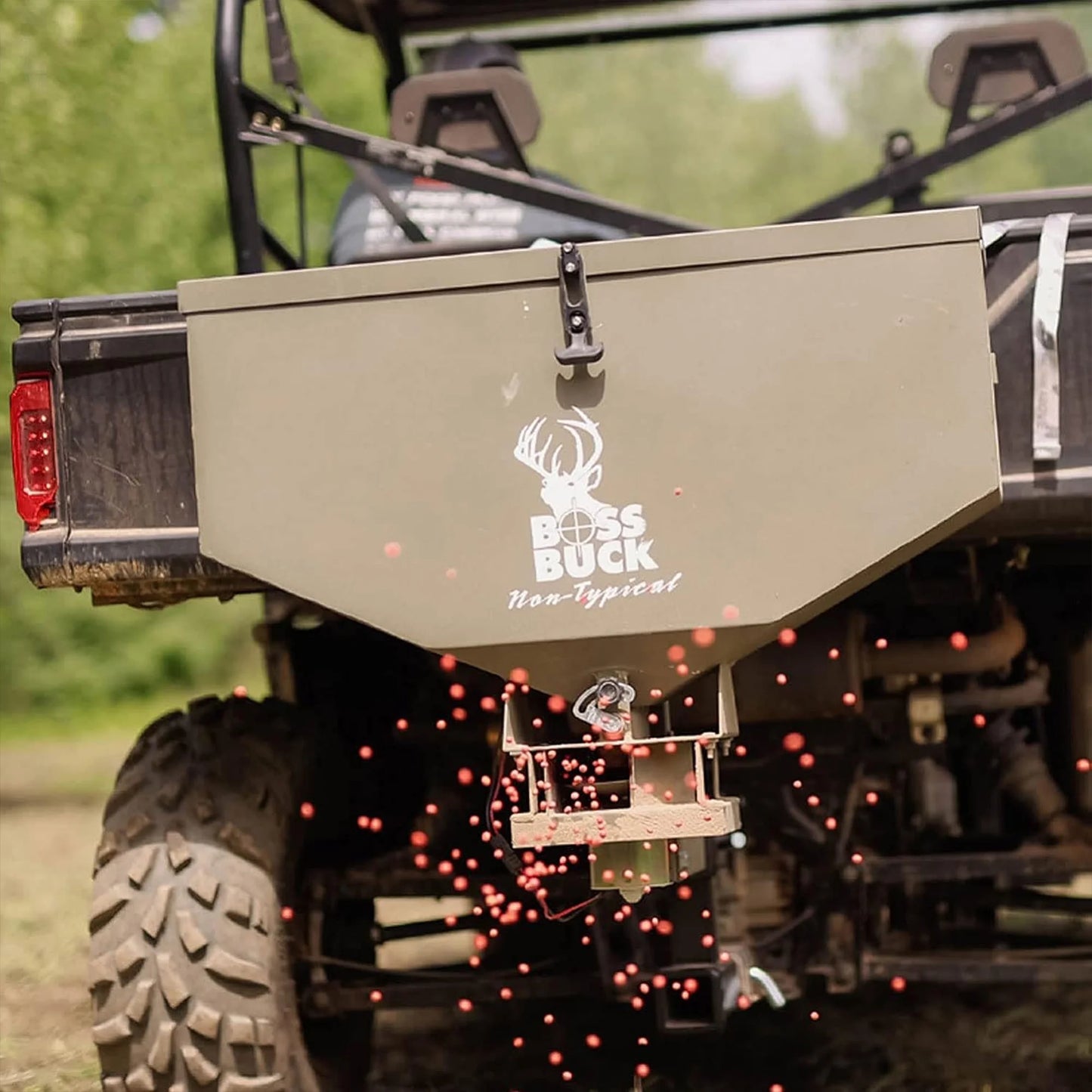 Boss Buck™ | ATV Broadcast Seeder/Spreader | Model BB-1.80 | Capacity 80 lb | 12V Power | Horsepower 15 To 50 HP | For ATV & UTV