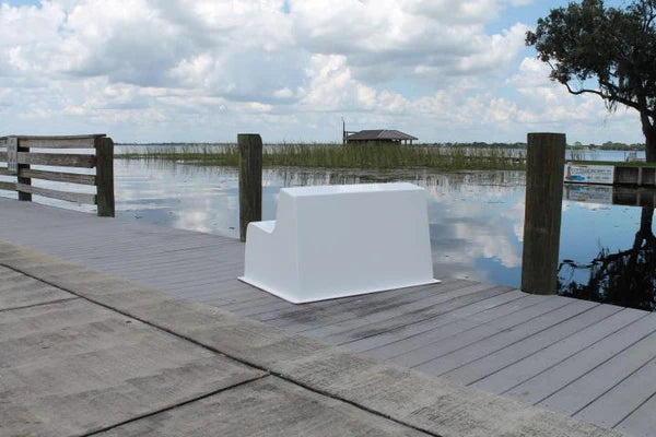 RIO MARINE CUSTOMS | Fiberglass Bench Seat | Model CMBS01 | 43"L x 30"D | UV-Resistant Gelcoat | For Boats, Docks & Patios