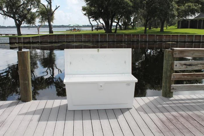 RIO MARINE CUSTOMS | Dock Box | Model CM054-S | 54" W x 24" H x 22" D | Heavy Duty Fiberglass | For Narrow Docks