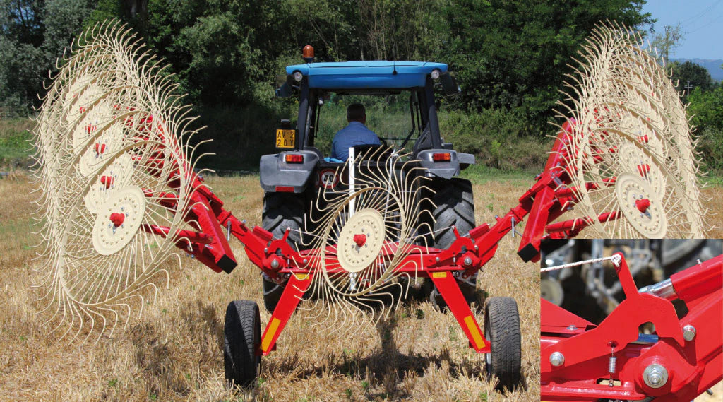 Durabilt High Clearance 8, 10 & 12 Wheel V-Rake | Model DRS8-10-12 | 16’ – 24’ Working Width | 30-50HP | For Tractor