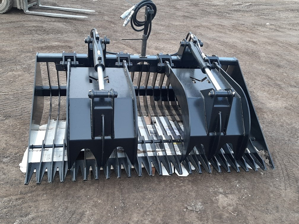 Martatch | Rock Grapple Flat Bottom | Models MRSFG-A Series | Widths 72" to 96" | 1/4"–3/8" Steel & Hardened Tines | Hydraulic Flow Required 15 To 25 GPM | For Skid Steers