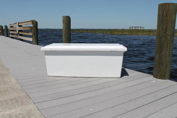 RIO MARINE CUSTOMS | Dock Box | Model CM02-S | 48" W x 18" H x 20" D | Dual Gas Shocks | Heavy-Duty Fiberglass | Universal Boat