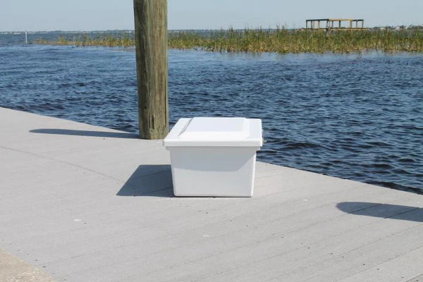 RIO MARINE CUSTOMS | Dock Box | Model CM00-S | 25" W x 12" H x 17" D | Heavy-Duty Marine-Grade Storage | Universal Dock