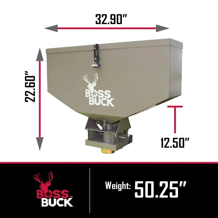 Boss Buck™ | ATV Broadcast Seeder/Spreader | Model BB-1.80 | Capacity 80 lb | 12V Power | Horsepower 15 To 50 HP | For ATV & UTV