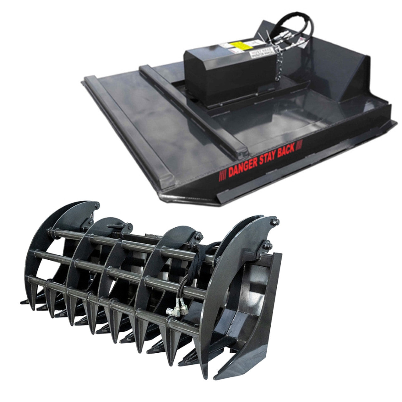 CID Standard Brush Cutter and X-Treme Duty Grapple Rake Bundle | For Skid Steer