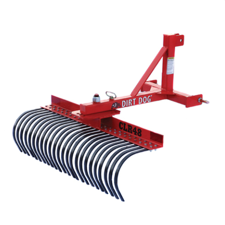 Dirt Dog Compact Heavy-Duty Landscape Rake | CLR Series | Overall Width 48" & 60" inches | Horsepower 15-25 HP | For Compact Tractors