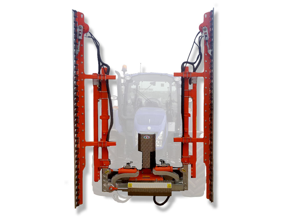 Rinieri Double Orchard Pruner CRF 2 | 20" Hydraulic Side Shift | 98"-110" Cutting Width for Tractor