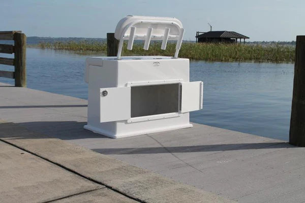 RIO MARINE CUSTOMS | Fiberglass Leaning Post with Cabinet | Model CMSFLP | 42" W x 24" D x 30" H | Stylish and Functional Seating | For 22' to 32' Feet Boats