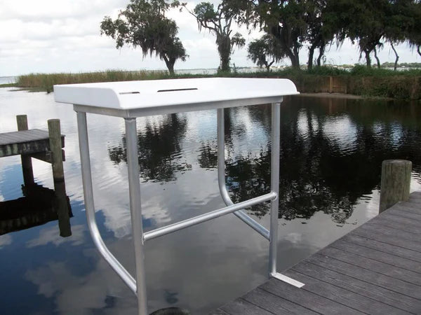 RIO MARINE CUSTOMS | Dock Overhang Fish Cleaning Table | Model SLFCS40-2 | 40" W x 23" D | Space-Saving Dock | Universal Waterfront Dock