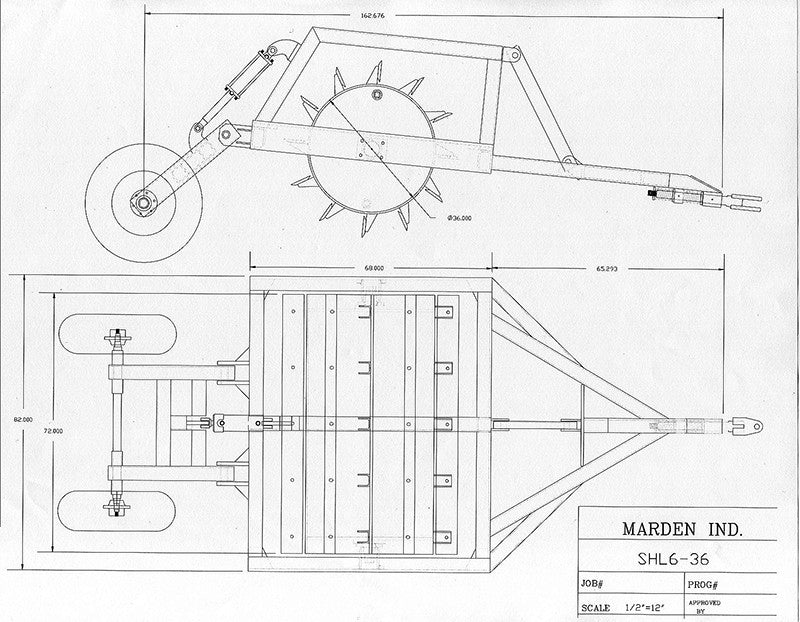 Marden Industries Drum Chopper | Model B842GK | Various Widths | 20–50 GPM | 100–200 HP | For Tractor, Skidder, Loader & Forestry Carriers
