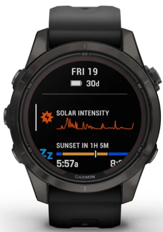 Garmin fēnix® 7S Pro – Sapphire Solar Edition | Case Size 42 MM | Battery Life 11/14 Days with Solar | Memory 32 GB