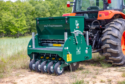 PH Outdoors Genesis Series 3’ 5’ 8’ & 10’ No Till Drills | Model Genesis 3, 5, 8 & 10 | Width 36”, 60” 96” & 120” | 30-120 HP | For Small Tractors & 800cc+ UTVs
