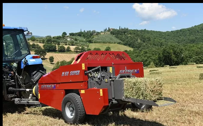 Sitrex | Mini Compact Square Baler | Model M60-SUPER | Bale Length 16"-51" | Capacity 3-9 Bales/Min | Horsepower 20-25 HP | For Tractors