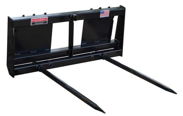 Maxilator | Bale Spear Combo Fork | Model MHS-FEL1-JD5 Series | Spear Length 48" | 3,500 lbs Capacity | Single & Double | Horsepower 35 To 120 HP | For Tractors