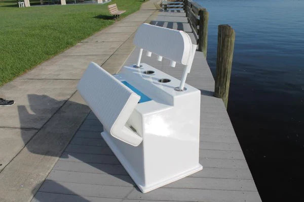RIO MARINE CUSTOMS | Fiberglass Leaning Post with Cabinet | Model CMSFLP | 42" W x 24" D x 30" H | Stylish and Functional Seating | For 22' to 32' Feet Boats