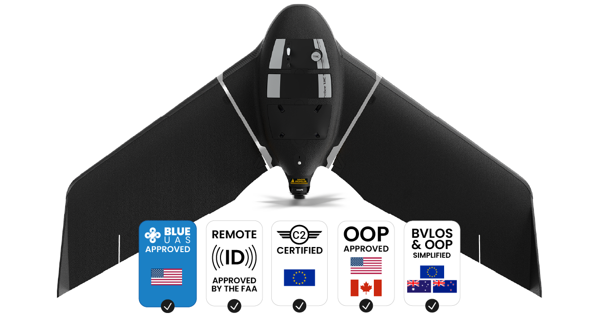 AgEagle eBee TAC Public Safety Drone | 90-Min Flight | 1.5 cm Accuracy | Coverage 1,235 Acre per flight