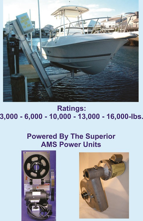 Boat Lift Distributors | Storm Surge | SS 10,000 LB Elevator Boat Lift | Model StormSilver1 | Lift Capacity 10,000 lbs | Dual 1 HP TENV Motors | For Lakefront & Coastal Boats