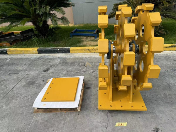 Bedrock Attachments Compaction Wheel Group | Model ECW3X3 | 3 Wheels | TB Linkage | Width 24" | For Excavator