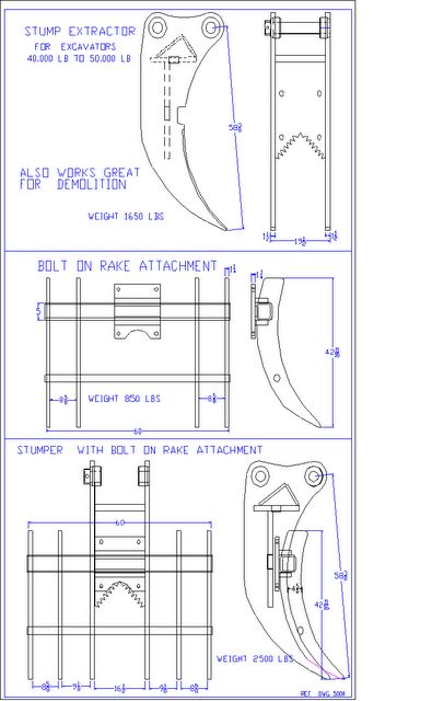 IS Attachment Tree Stumper & Rake | Machine Class 20 To 25 Tons | Stumper Weight 1650 Lbs | For Excavators