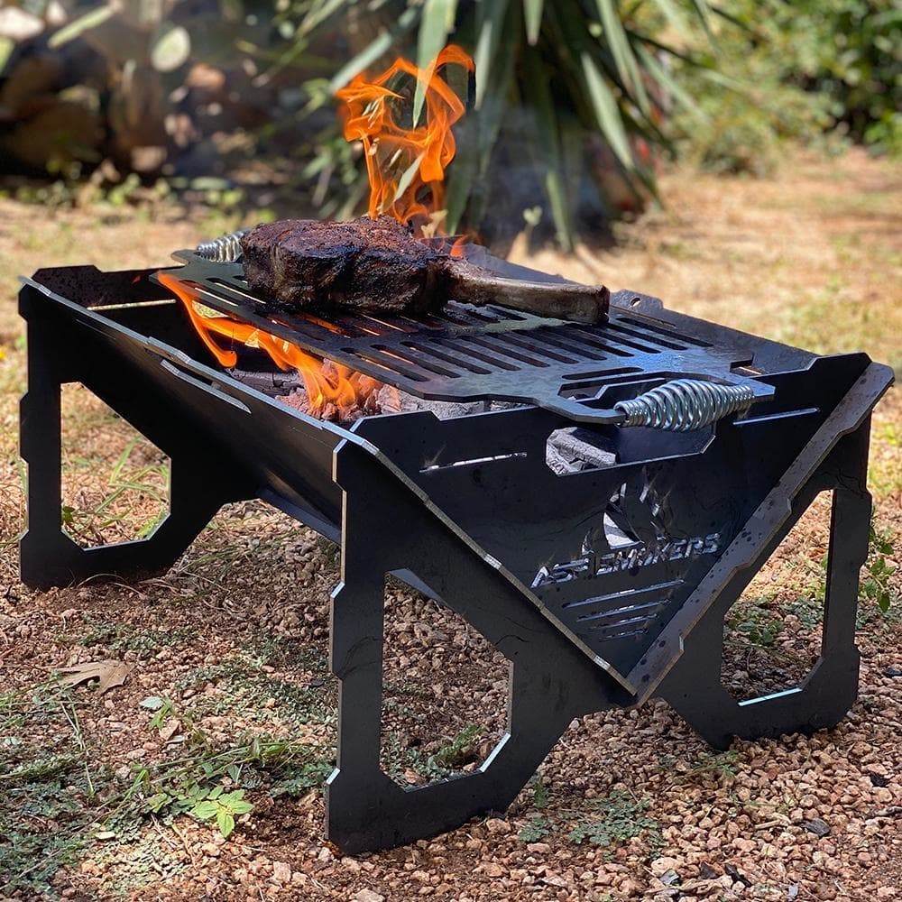 ASF EZ Fire Pit with Grill | Portable & Collapsible | 220 sq. in. Cooking Area