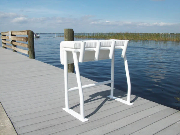 RIO MARINE CUSTOMS | Leaning Post | Model SLLP32-RH | Rod Holders | 32" W x 18" D x 34" H | Functional and Stylish Seating | For Boats