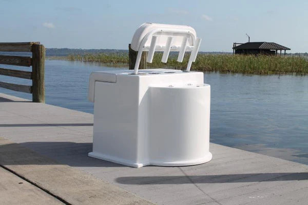 RIO MARINE CUSTOMS | Fiberglass Leaning Post | Livewell + Storage | Model DLPLW | 42" W x 36" D x 30" H | Heavy-Duty Fiberglass | For Fishing Enthusiasts