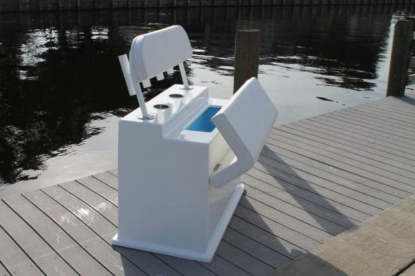 RIO MARINE CUSTOMS | Fiberglass Leaning Post with Cabinet | Model CMSFLP | 42" W x 24" D x 30" H | Stylish and Functional Seating | For 22' to 32' Feet Boats