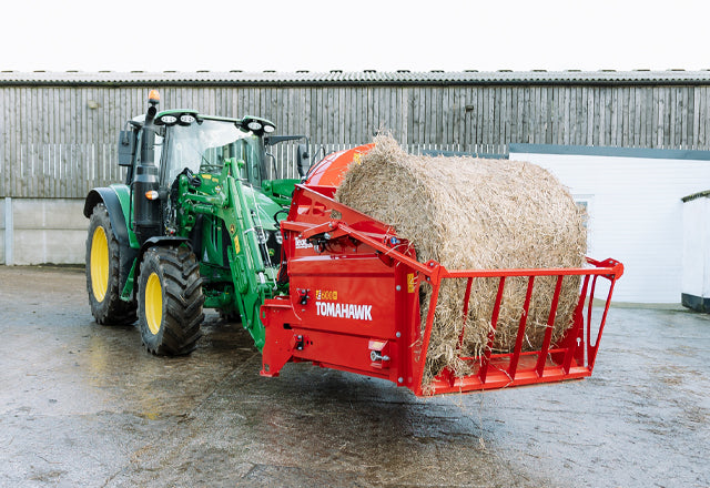 Teagle | Tomahawk Bale Processor | Model 6100H | Bale Width 60" | Hydraulic Flow 10 to 20 GPM | Horsepower 70 HP | For Skid Steers, Tractors & Compact Loaders