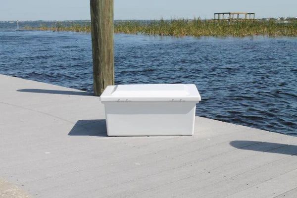 RIO MARINE CUSTOMS | Sea Line Dock Box | Model SLDB10 | 25" W x 12" H x 17" D | Standard Duty | Compact Utility Storage | Universal Dock