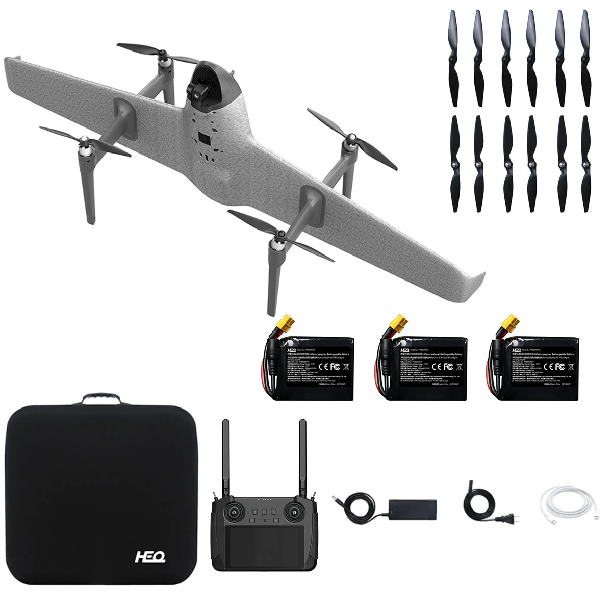 HEQ UAV SWAN VOYAGER FLYING WING WITH 3 AXIS GIMBAL 4K CAMERA FLY MORE COMBO