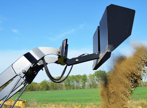 Loflin Fabrication | Front Dump Bucket | 36" To 50" Width | 2"x6" Cylinder | Hydraulic Flow 14 To 43 GPM | Horsepower 18 To 35 HP | For Mini Skid Steer & Tractor