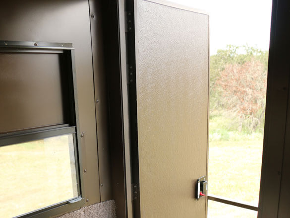 AWS Blind | Bushlan Outfitter Hunting Blinds | Models 5x5, 5x7 & 5x9 | Widths 60", 84" & 108" | Tower Heights Ground, 4', 8' & 12' | All-Metal Build | Combo Bow/Rifle Windows | For Deer Hunting