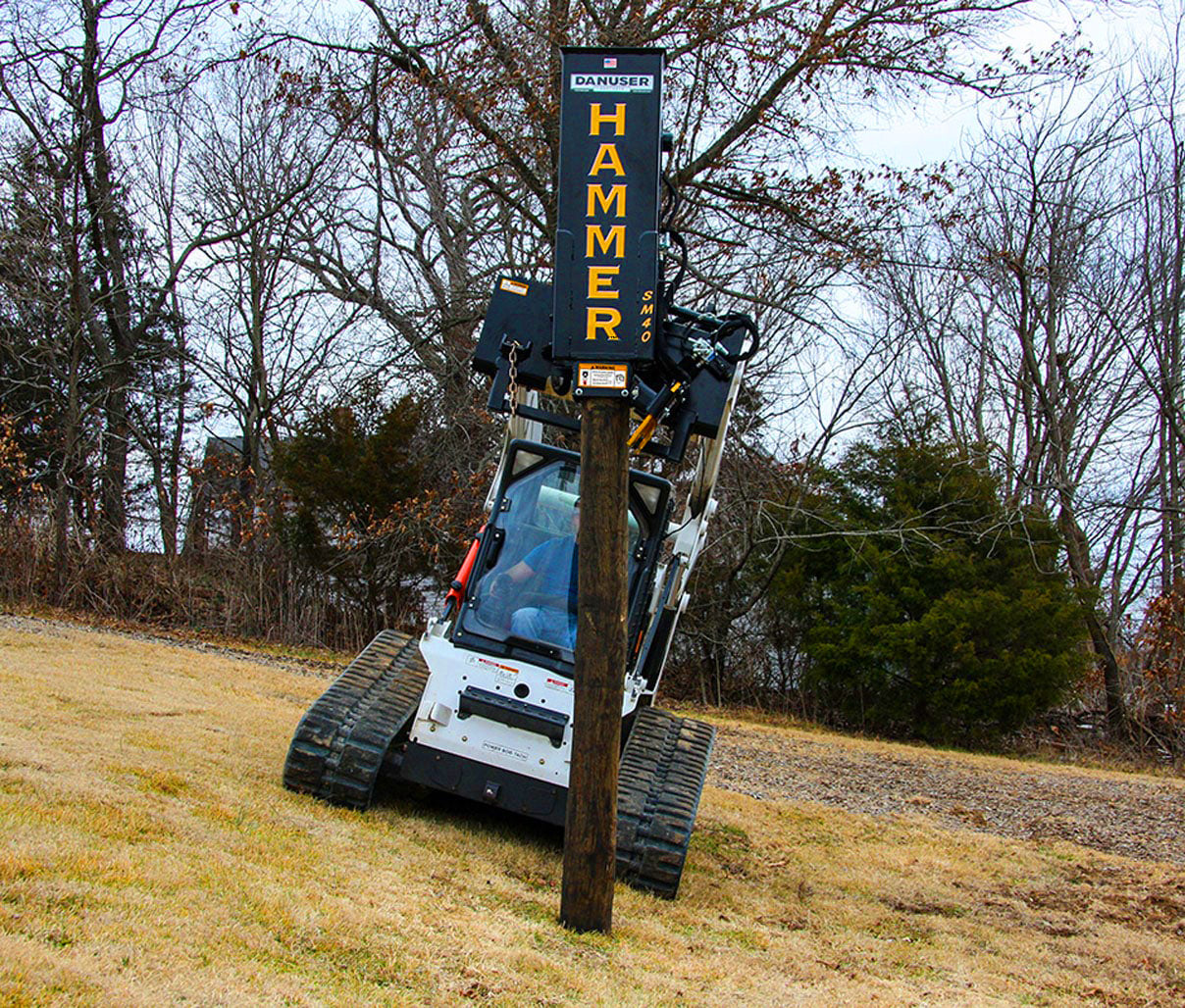 Danuser Hammer Hydraulic Post Driver Euro Front Loader Mount | Model EM40 | Width 27.5" | Oil Flow Range 12-30 GPM | For Skid-Steers