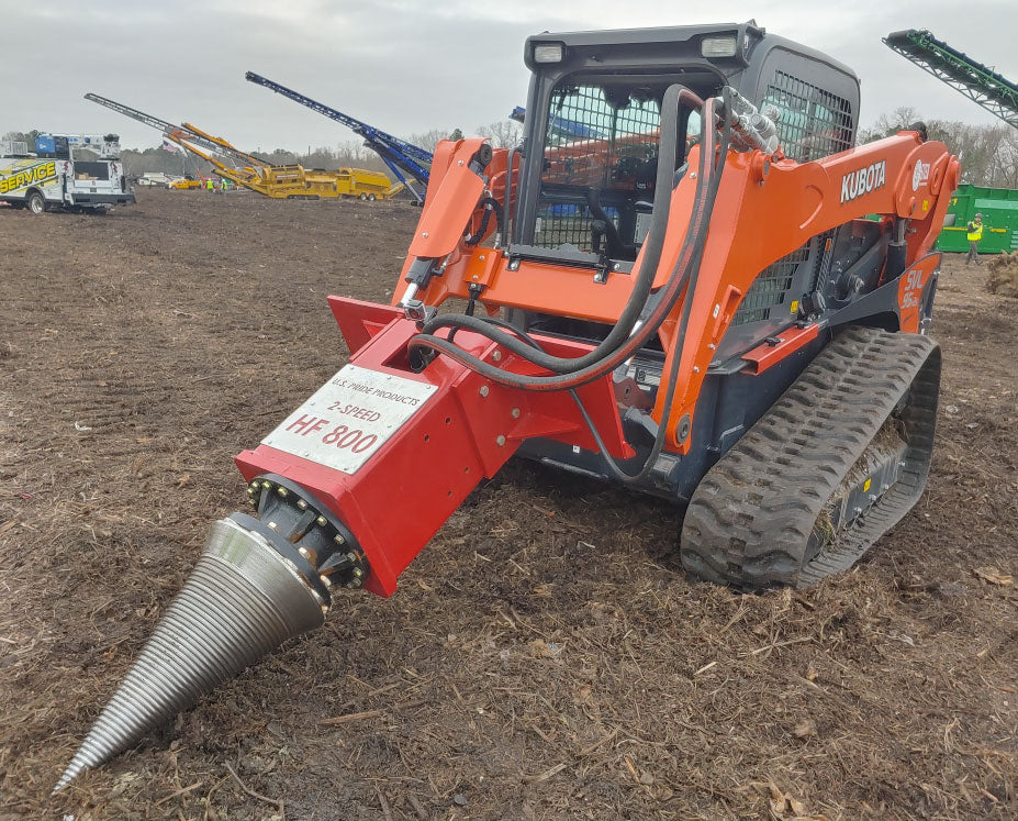 U.S Pride Cone Screw Log Splitter | Model HF-800 (2-Speed) | Splitter Weight 1,750 Lbs | For Large Skid Steers & Excavators