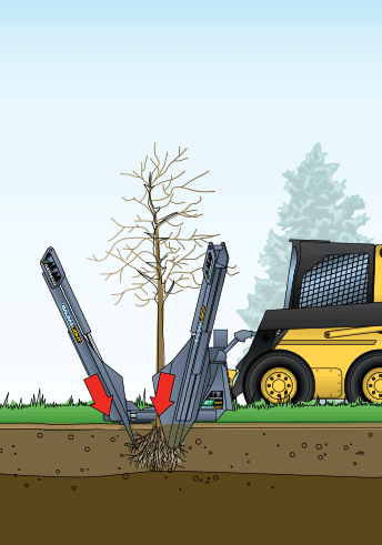 Baumalight Industrial Tree Spade | Model DR-448 | Width 48" | Opening Width 30" | Hydraulic Flow 10–35 GPM | For Skid Steers