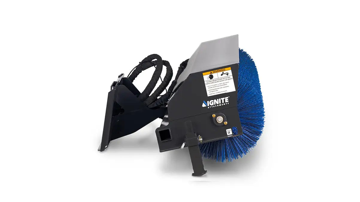 Ignite Attachments Hydraulic Angle Broom | Width 72" | Hydraulic Flow 16-24 GPM | For Skid Steers