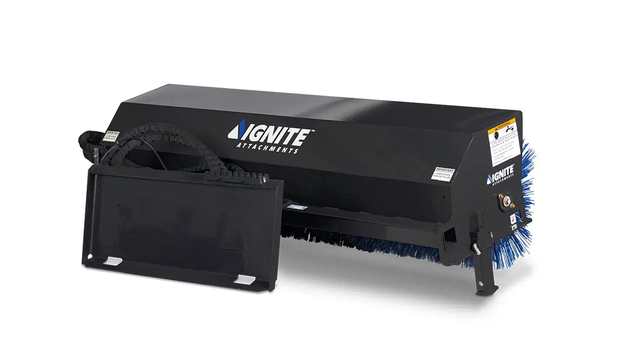 Ignite Attachments Hydraulic Angle Broom | Width 72" | Hydraulic Flow 16-24 GPM | For Skid Steers