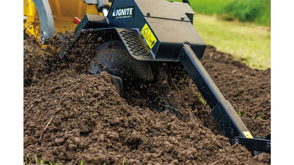 Ignite Attachments Mini Trencher | Depth 36" x Width 6" | Hydraulic Flow 8–15 GPM | Mini Skid Steers