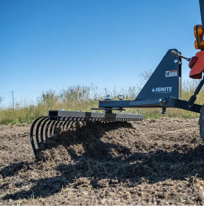 Ignite Attachments 3-Point Tine Rake | Width 84" | Length 40" | Horsepower 60 HP Max | For Tractors