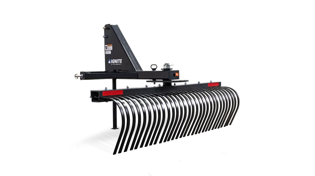 Ignite Attachments 3-Point Tine Rake | Width 84" | Length 40" | Horsepower 60 HP Max | For Tractors