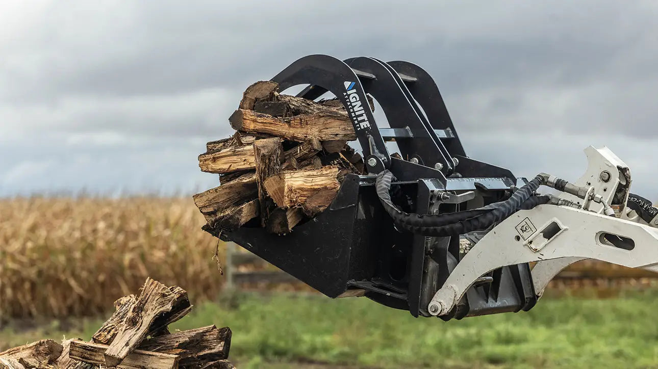 Ignite Attachments Mini Bucket Grapple | Width 36" | Hydraulic Horsepower 7–15 HP | Hydraulic Flow 5–15 GPM | For Mini Track Loaders