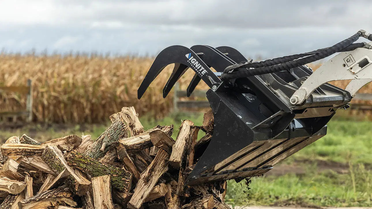 Ignite Attachments Mini Bucket Grapple | Width 36" | Hydraulic Horsepower 7–15 HP | Hydraulic Flow 5–15 GPM | For Mini Track Loaders