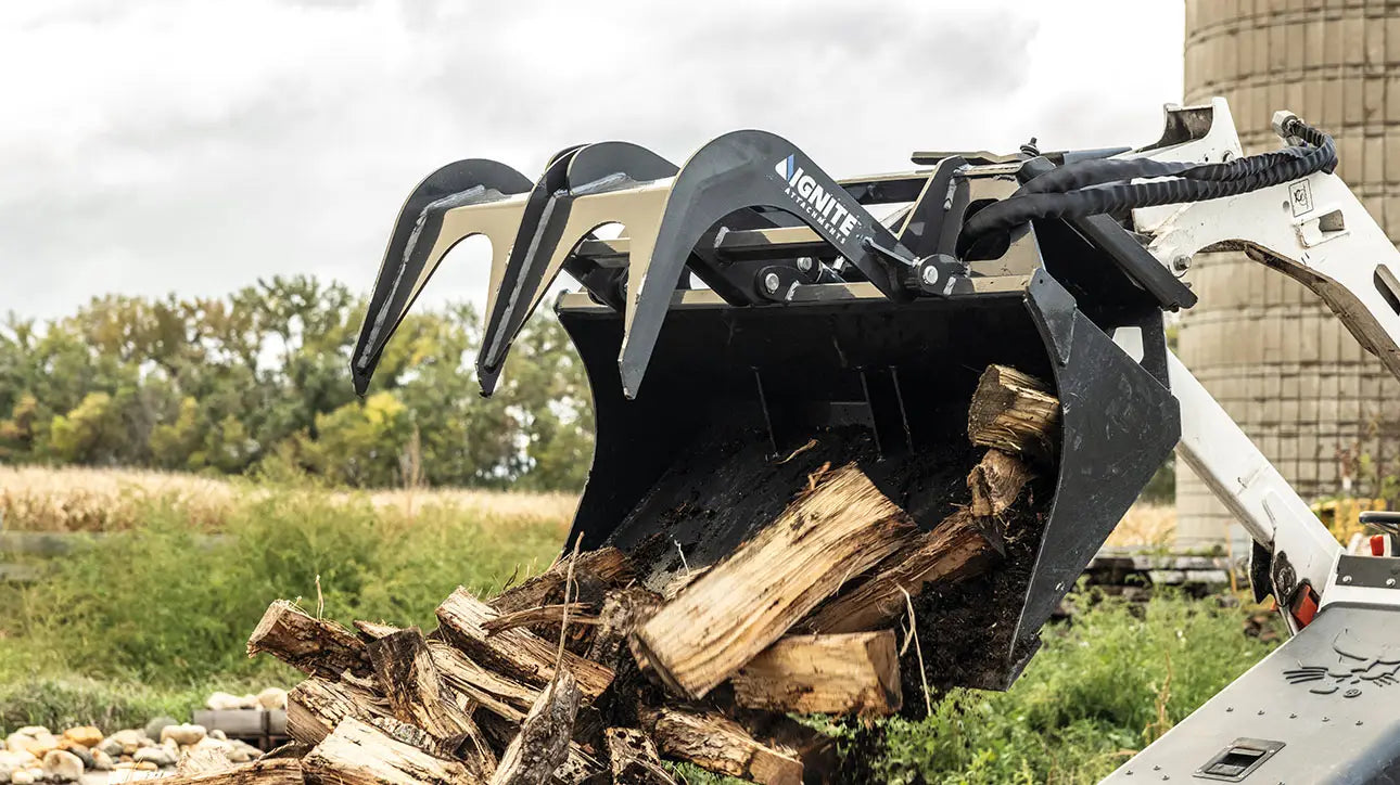 Ignite Attachments Mini Bucket Grapple | Width 36" | Hydraulic Horsepower 7–15 HP | Hydraulic Flow 5–15 GPM | For Mini Track Loaders
