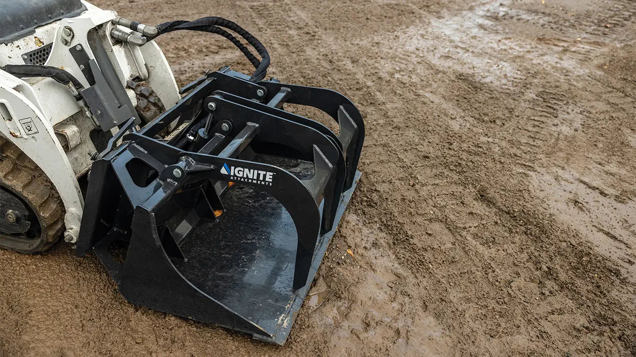 Ignite Attachments Mini Bucket Grapple | Width 36" | Hydraulic Horsepower 7–15 HP | Hydraulic Flow 5–15 GPM | For Mini Track Loaders