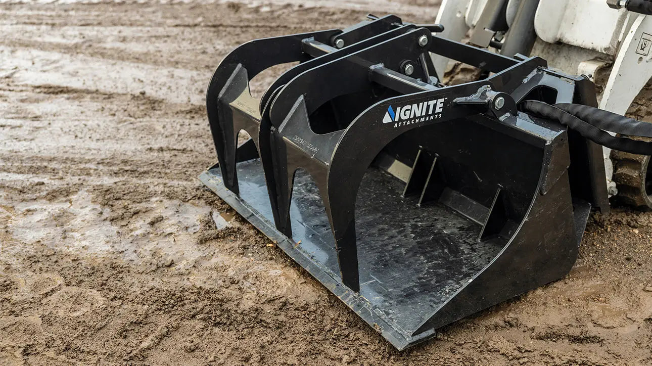 Ignite Attachments Mini Bucket Grapple | Width 36" | Hydraulic Horsepower 7–15 HP | Hydraulic Flow 5–15 GPM | For Mini Track Loaders