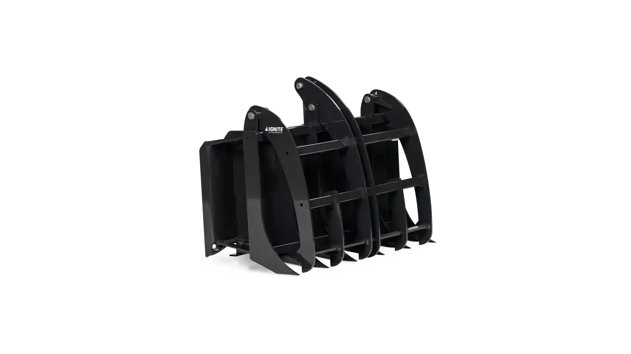 Ignite Attachments Mini Rake Grapple | Width 36" | Horsepower 20–30 HP | Hydraulic Flow 5–15 GPM | For Mini Track Loaders