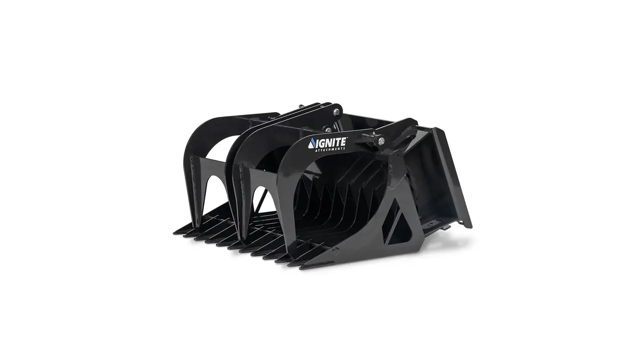 Ignite Attachments Mini Rock Grapple | Width 44" | Hydraulic Horsepower 7–15 HP | Hydraulic Flow 5–15 GPM | For Mini Track Loaders