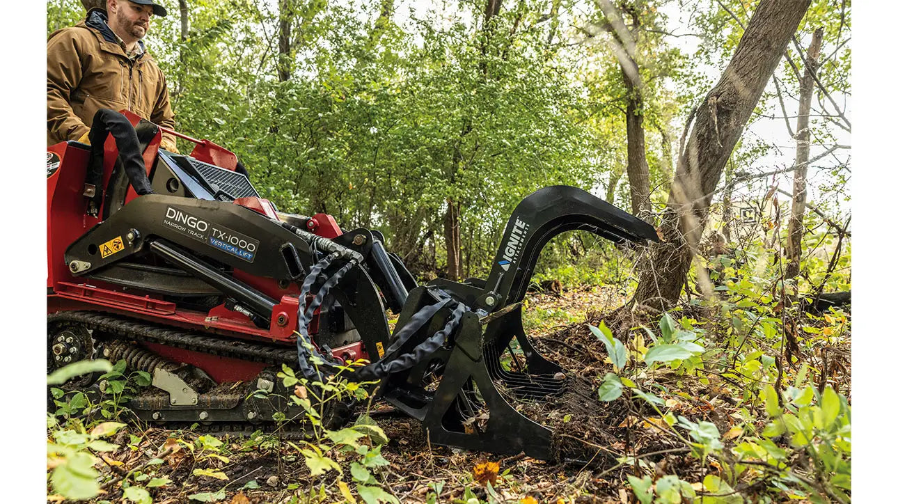 Ignite Attachments Mini Rock Grapple | Width 44" | Hydraulic Horsepower 7–15 HP | Hydraulic Flow 5–15 GPM | For Mini Track Loaders