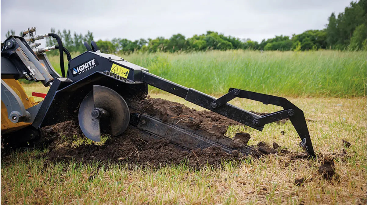Ignite Attachments Mini Trencher | Depth 36" x Width 6" | Hydraulic Flow 8–15 GPM | Mini Skid Steers