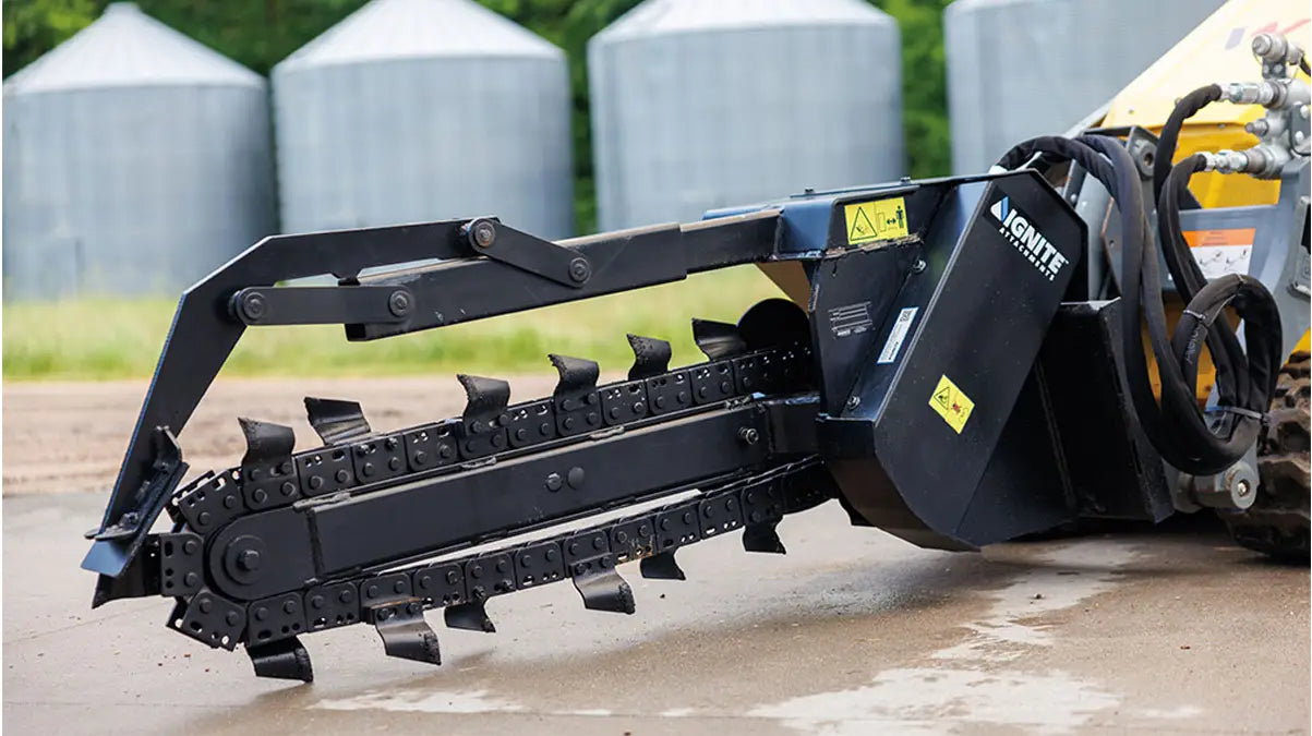 Ignite Attachments Mini Trencher | Depth 36" x Width 6" | Hydraulic Flow 8–15 GPM | Mini Skid Steers